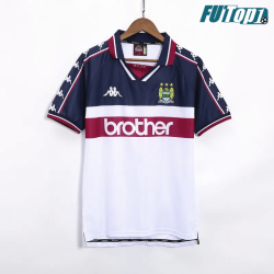 Camiseta Manchester City 1997/98 Visitante Retro Azul/Blanco