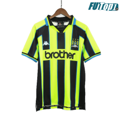 Camiseta Manchester City 1998/99 Visitante Retro Negro/Amarillo