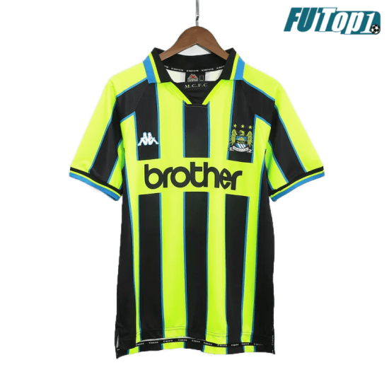 Camiseta Manchester City 1998/99 Visitante Retro Negro/Amarillo