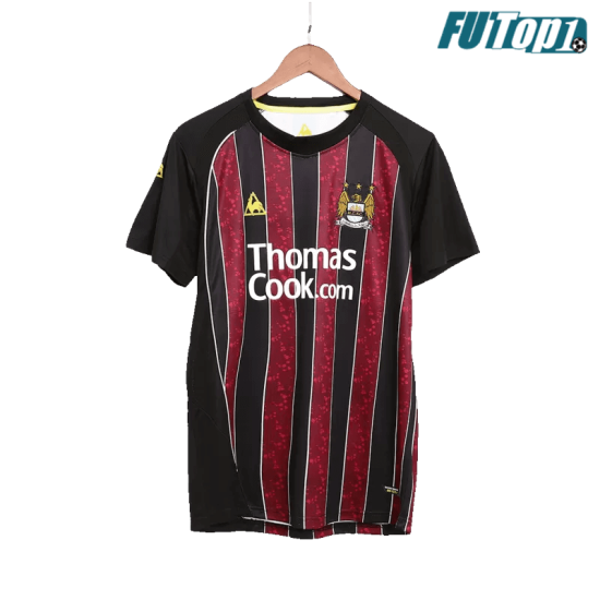 Camiseta Manchester City 2008/09 Visitante Retro Negro/Rojo