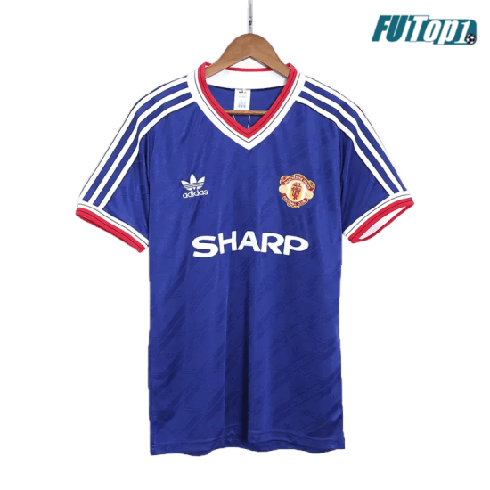 Camiseta Manchester United 1986 Visitante Retro Azul